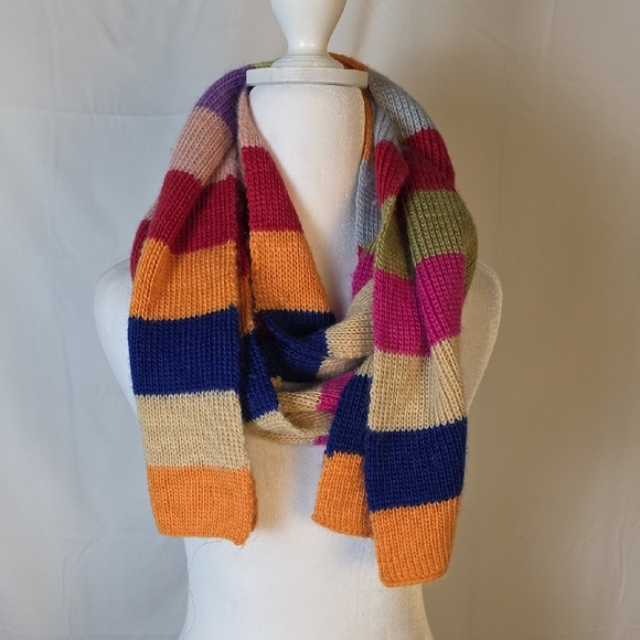 Colorful Striped Knit Scarf - Picture 1 of 4